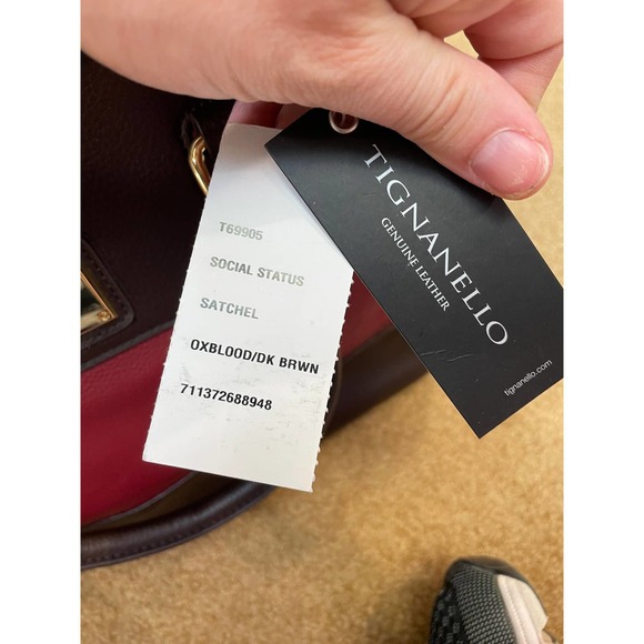 Tignanello Social Status Satchel Oxblood Dark Brown NEW with Tags - Picture 4 of 9